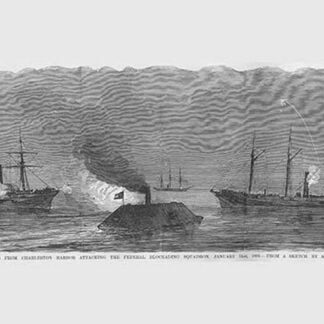 Confederate Rams attack Blockading Fleet at Charleston Harbor by Frank Leslie