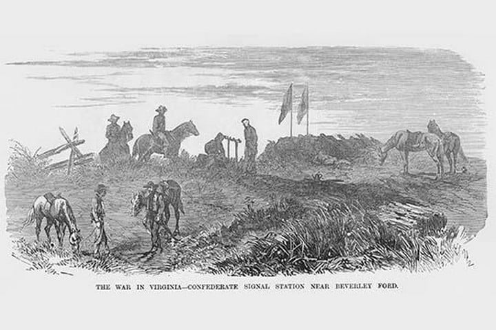 Confederate Signal Station Near Beverly Ford near Brandy Station by Frank Leslie