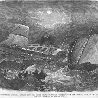Confederate Steamer collides with Transport 'Che-Kiang' with intention to sink her by Frank Leslie