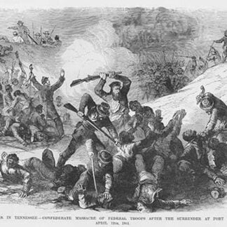 Confederate Troops Massacre at Fort Pillow; Black troops Massacred by Nathan Bedford Forest by Frank Leslie