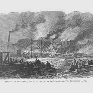 Confederates burn the Navy Yard in Savannah by Frank Leslie