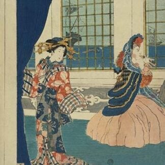Courtesans in a western-style building of Yokohama (Yokohama no yokan no yujo) by Utagawa Sadahide