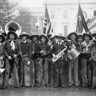 Cowboys at the White House en masse on horses