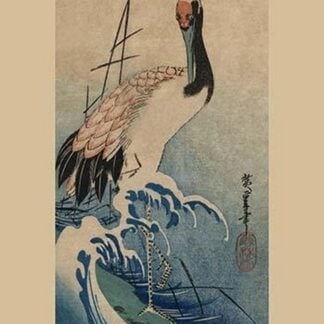 Crane in Waves by Utagawa Hiroshige