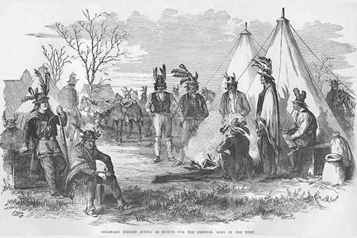 Delaware Indians Acting as Scouts for Fremont by Frank Leslie