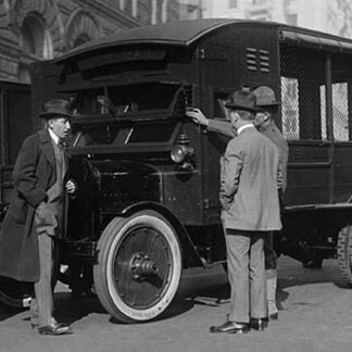 Delivery of New Mail Truck Inspected by four men