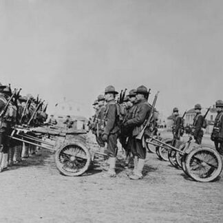 Detachment of a weapons Platoon of a Marine Machine Gun unit parades