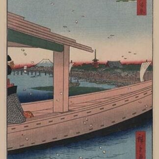 Distant view of Kinryuzan Temple and Azuma Bridge (Azumabashi Kinryuzan Enbo) by Utagawa Hiroshige