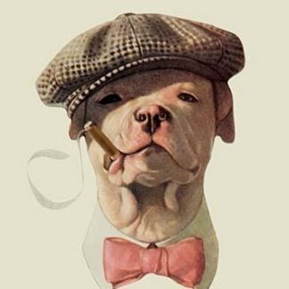 Dog in Hat and Bow Tie Smoking a Cigar by Will Rannells- Art Print