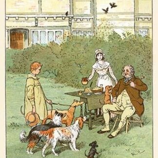 Dogs come to eat by the Farmer's table along with the Shepherd boy by Randolph Caldecott