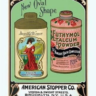 Dorothy Vernen and Euthymol Talcum Powders in New Oval Shaped Tins