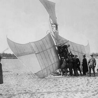 Early French Monoplane 'La Frigate' in the Design of Leonardo Da Vinci Crashes Headlong into Ground
