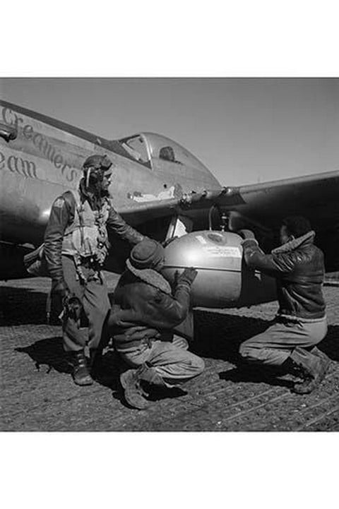 Edward C. Gleed and two unidentified Tuskegee airmen