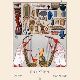 Egyptian Domestic Utensils and Two Large Harps by Auguste Racinet