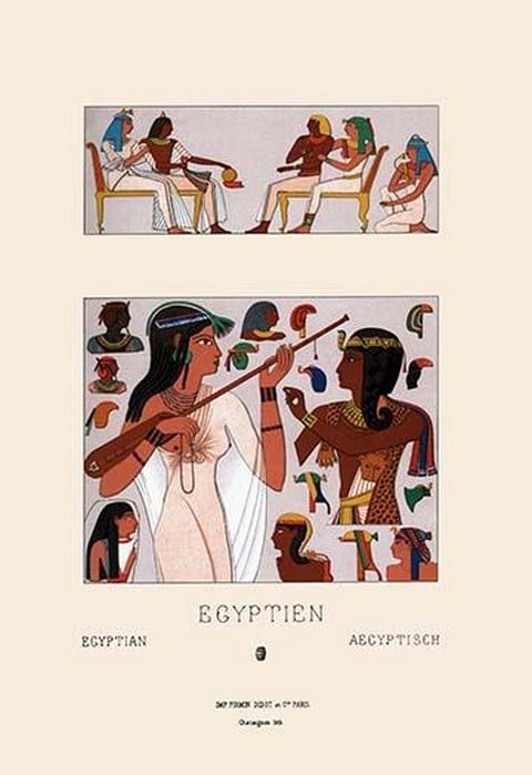 Egyptian Headdresses and Hairstyles by Auguste Racinet