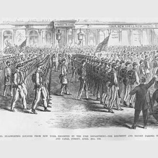 Ellsworth's New York Zouaves Depart New York escorted by Fire Department by Frank Leslie