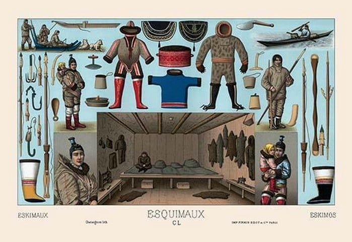 Eskimos Clothing and Personal Items by Auguste Racinet
