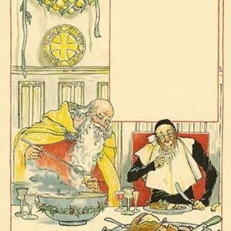 Father Christmas served Ash Wednesday a great feast and plied him with cider by Walter Crane