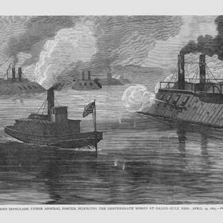 Federal Gunboats & Ironclads under Admiral Porter bombard Confederates at Grand Gulf Mississippi by Frank Leslie