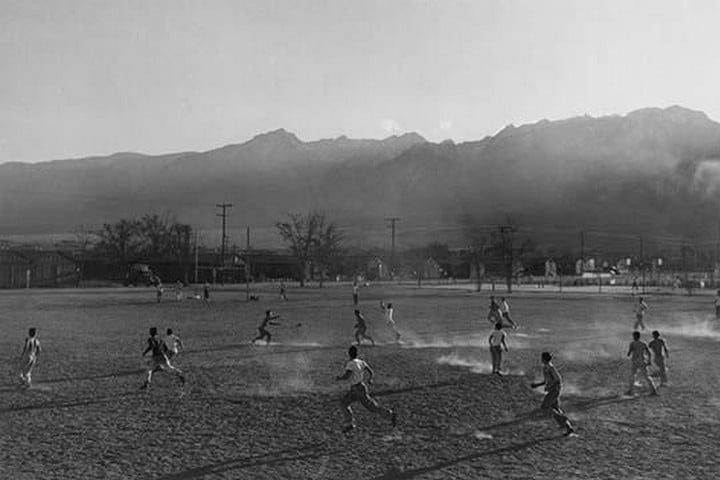 Football practice by Ansel Adams