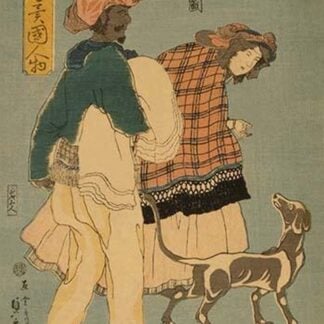 French Girl Taking Walk with Dog (Furansu komusume inu o hikite sampo no zu) by Utagawa Sadahide