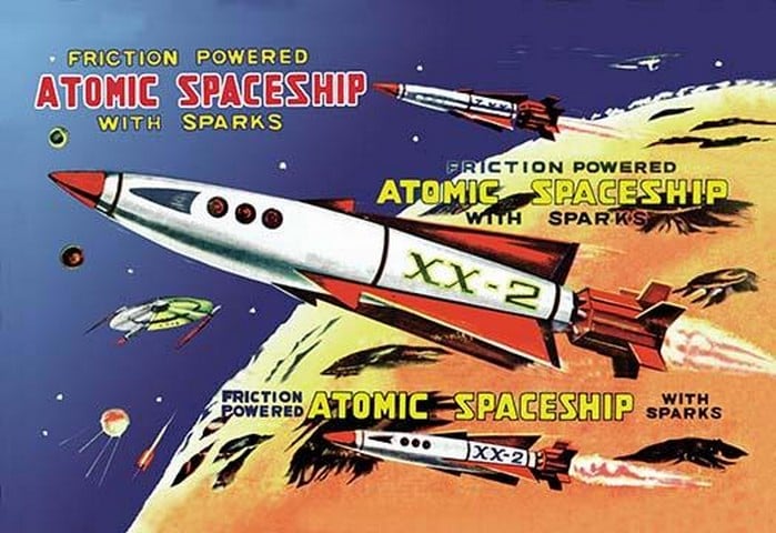 Friction Powered Atomic Spaceship with Sparks
