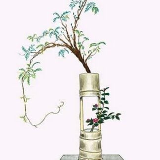 Fuji & Tsubaki (Wisteria and Camellia) in a two story Bamboo Vase by Josiah Conder #2