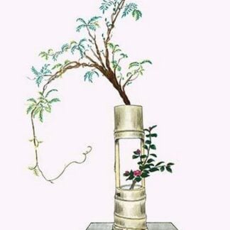 Fuji & Tsubaki (Wisteria and Camellia) in a two story Bamboo Vase by Josiah Conder