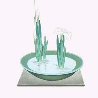 Futoi & Hanashobu (Scirpus & Iris) in a Tenryuji-celadon basin by Josiah Conder #2