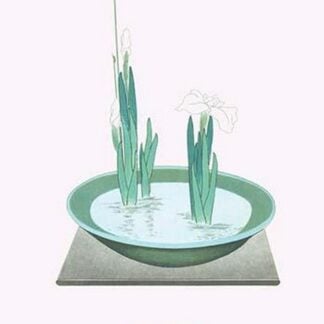 Futoi & Hanashobu (Scirpus & Iris) in a Tenryuji-celadon basin by Josiah Conder
