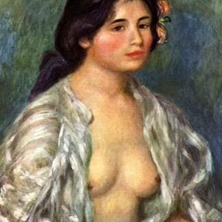Gabrielle with open blouse by Pierre-August Renoir
