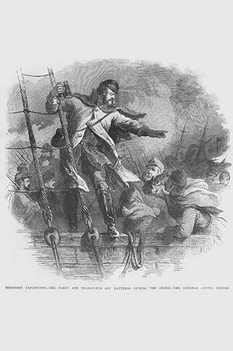 General Burnside Gives Orders on Shipboard as he Holds the Ratlines by Frank Leslie