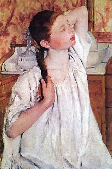 Girl Arranging Her Hair by Mary Cassatt