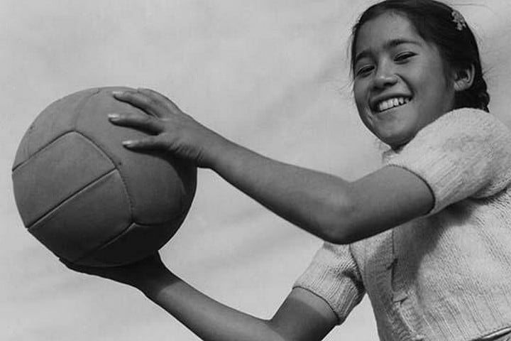 Girl and volley ball by Ansel Adams #2