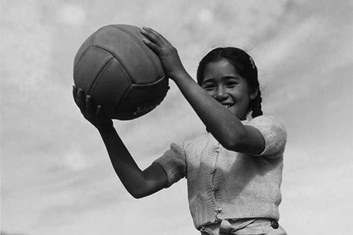 Girl and volley ball by Ansel Adams