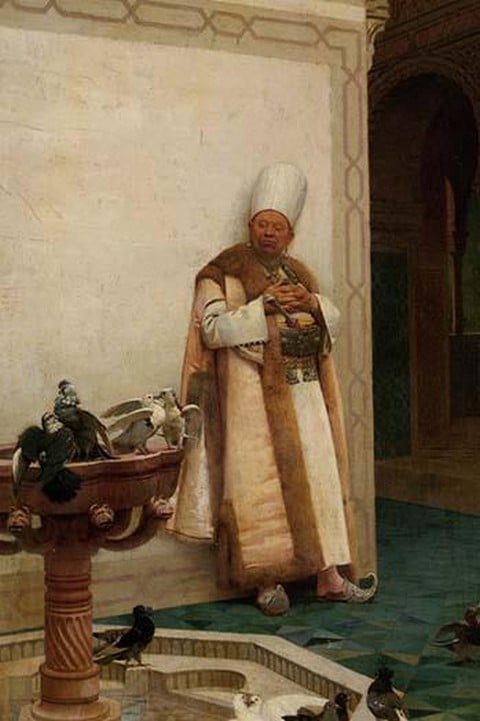 Grand White Eunuch Watching Doves by Jehan Georges Vibert