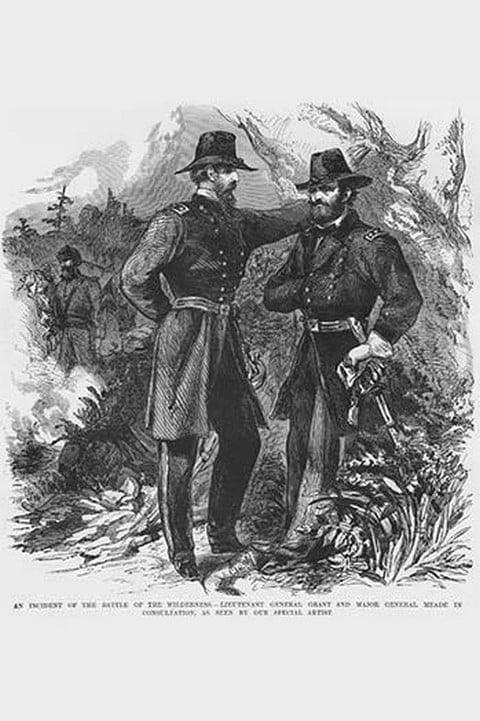 Grant & Meade in Consultation at the Battle of the Wilderness by Frank Leslie