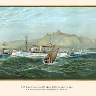 H.M. 2nd Class Protected Cruisers 'Princess Wilhelm' & 'Irene' at Dover by G. Arnold