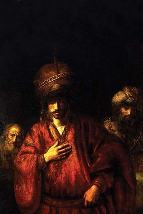 Haman in disgrace by Rembrandt Van Rijn