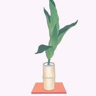 Haran (Five Aspidistra Leaves) in Bamboo vase by Josiah Conder