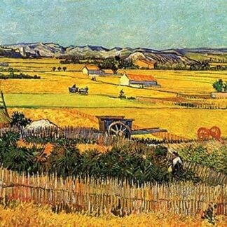 Harvest at La Crau with Montmajour in the Background by Vincent van Gogh