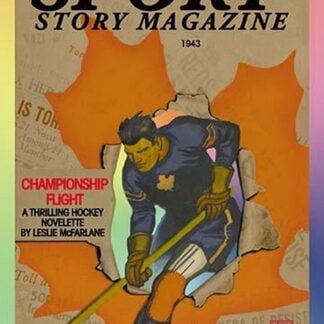 Hockey Player Skating Through Hole in Newspaper Headlines