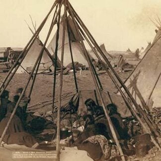 Home of Mrs. American Horse. Visiting squaws at Mrs. A's home in hostile camp by John C.H. Grabill