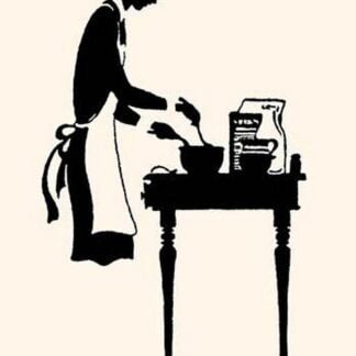 Homemaker Mixes Recipe in a Bowl by Maxfield Parrish