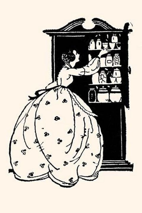 Homemaker Pulls China from Vitrine by Maxfield Parrish