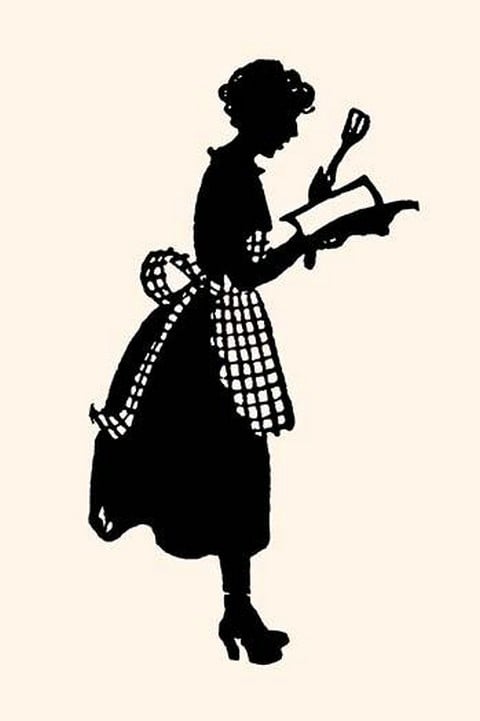 Homemaker Reads a Recipe Book by Maxfield Parrish