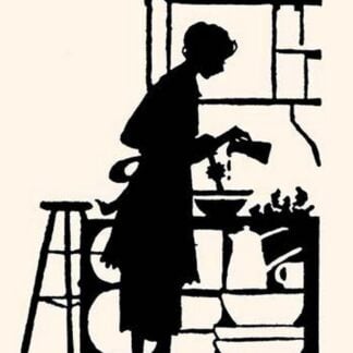 Homemaker Waters Plants in a Home by Maxfield Parrish