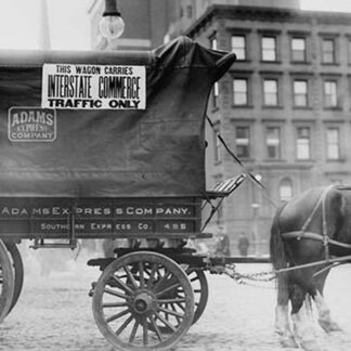 Horse & Wagon with sign saying that it is being used in Interstate Commerce Only