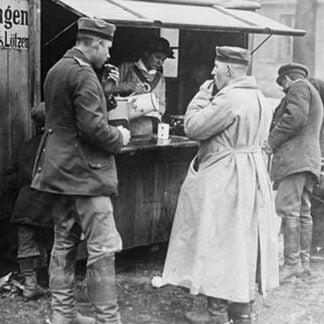 Husband & Wife Coffee Vendor serves German Soldiers