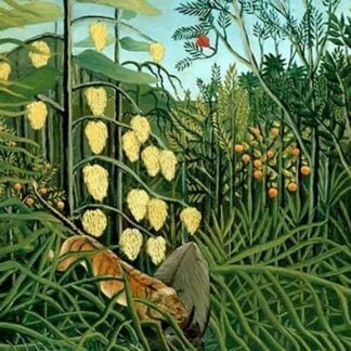 In a Tropical Forest; Tiger Attacks a Buffalo by Henri Rousseau